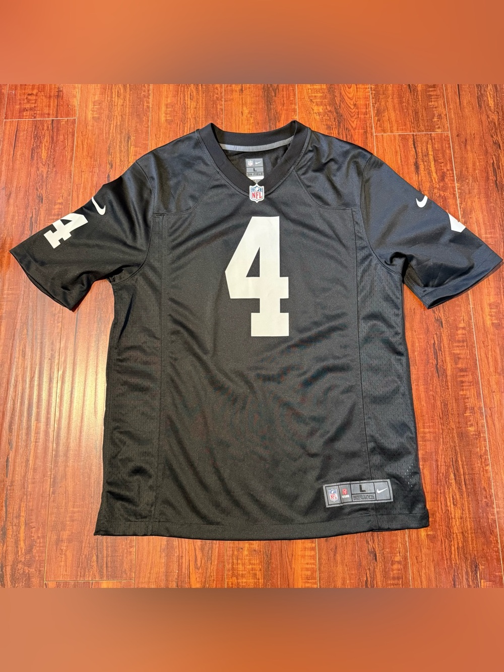 Derek Carr #4 Las Vegas Raiders Nike NFL Players Blk Jersey Sz Lrg Mens Read Blw